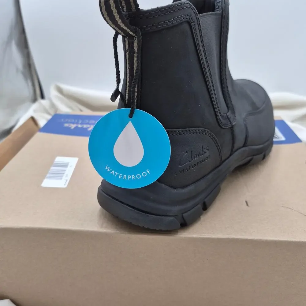 NEW Clarks Walpath Easy Waterproof Chelsea Boot black leather men size 12 W
